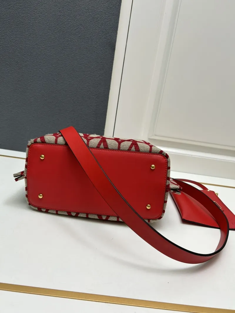Valentino Small Red Canvas Tote Bag 5039-2 - Image 7