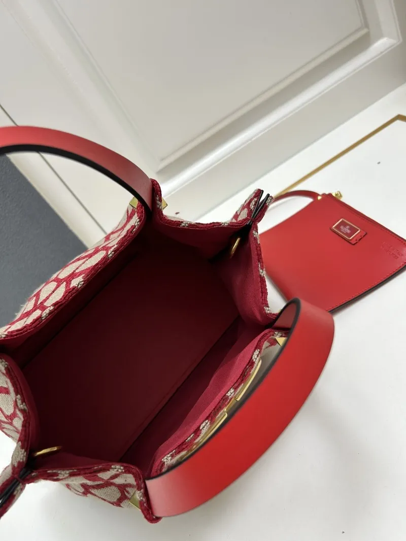 Valentino Small Red Canvas Tote Bag 5039-2 - Image 8