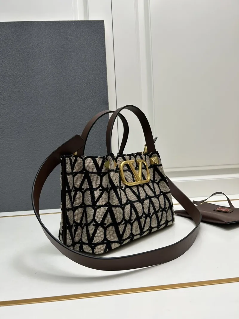 Valentino Small Beige Black Monogram Tote Bag 5039-2 - Image 3