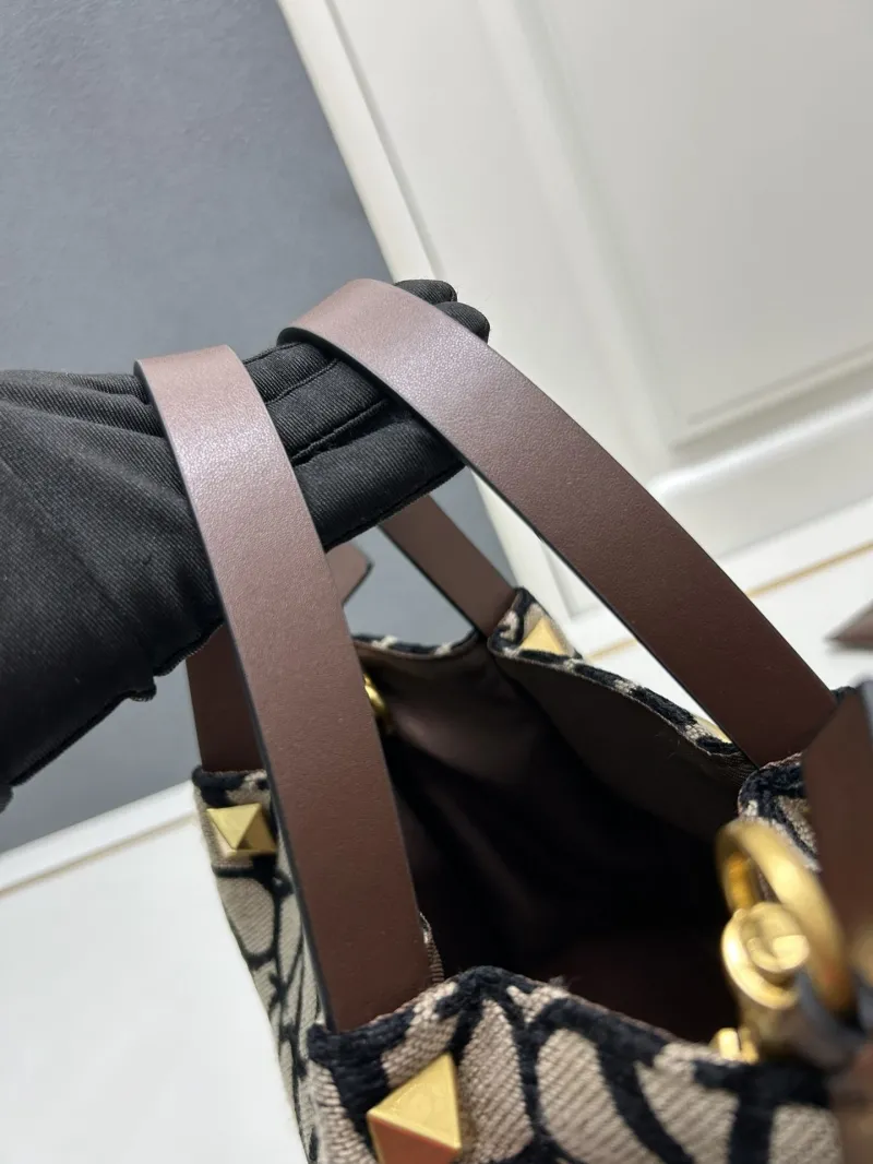 Valentino Small Beige Black Monogram Tote Bag 5039-2 - Image 4