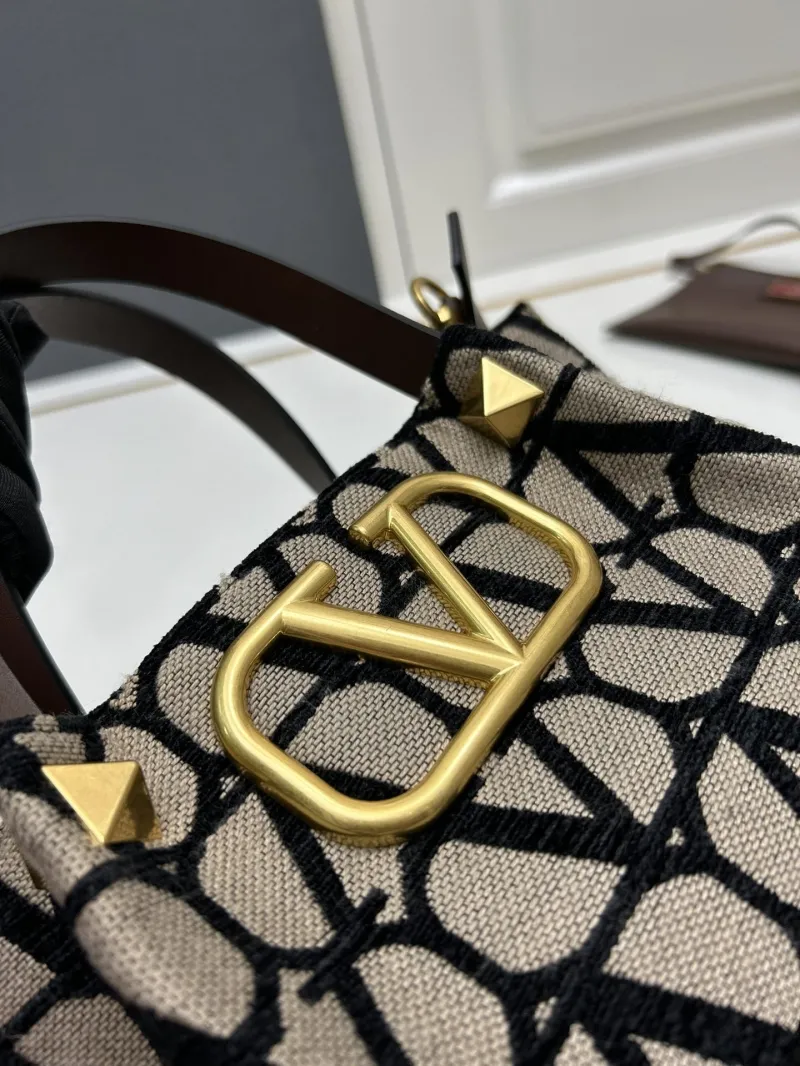 Valentino Small Beige Black Monogram Tote Bag 5039-2 - Image 5
