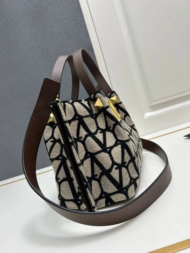 Valentino Small Beige Black Monogram Tote Bag 5039-2 - Image 6