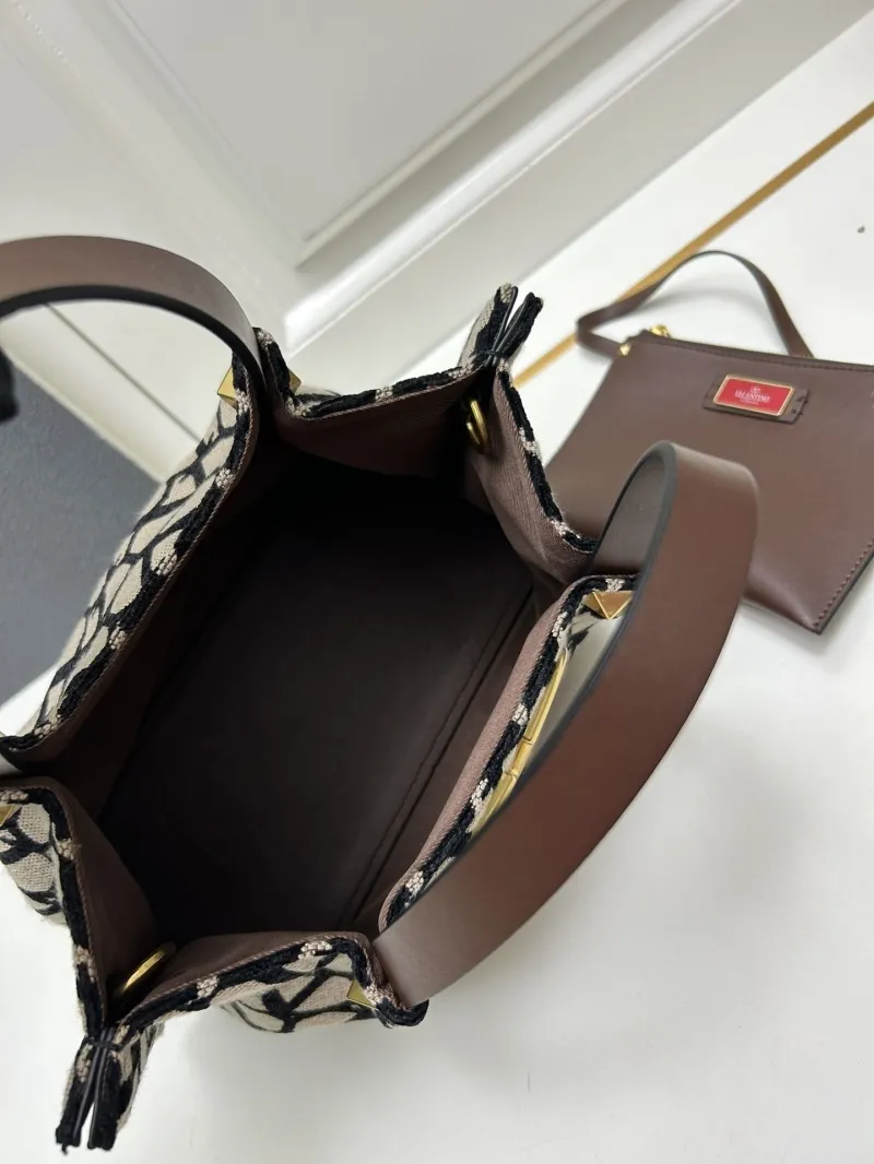 Valentino Small Beige Black Monogram Tote Bag 5039-2 - Image 8
