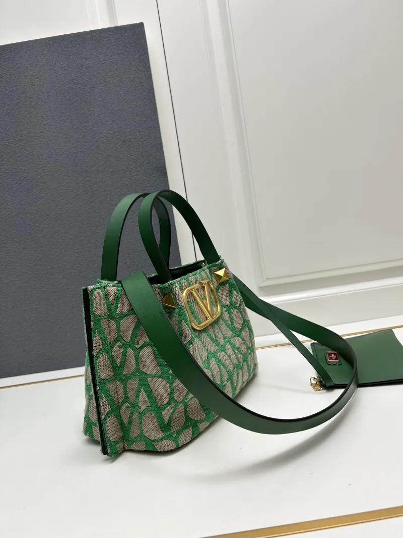 Valentino Small Green Monogram Tote Bag - Image 3