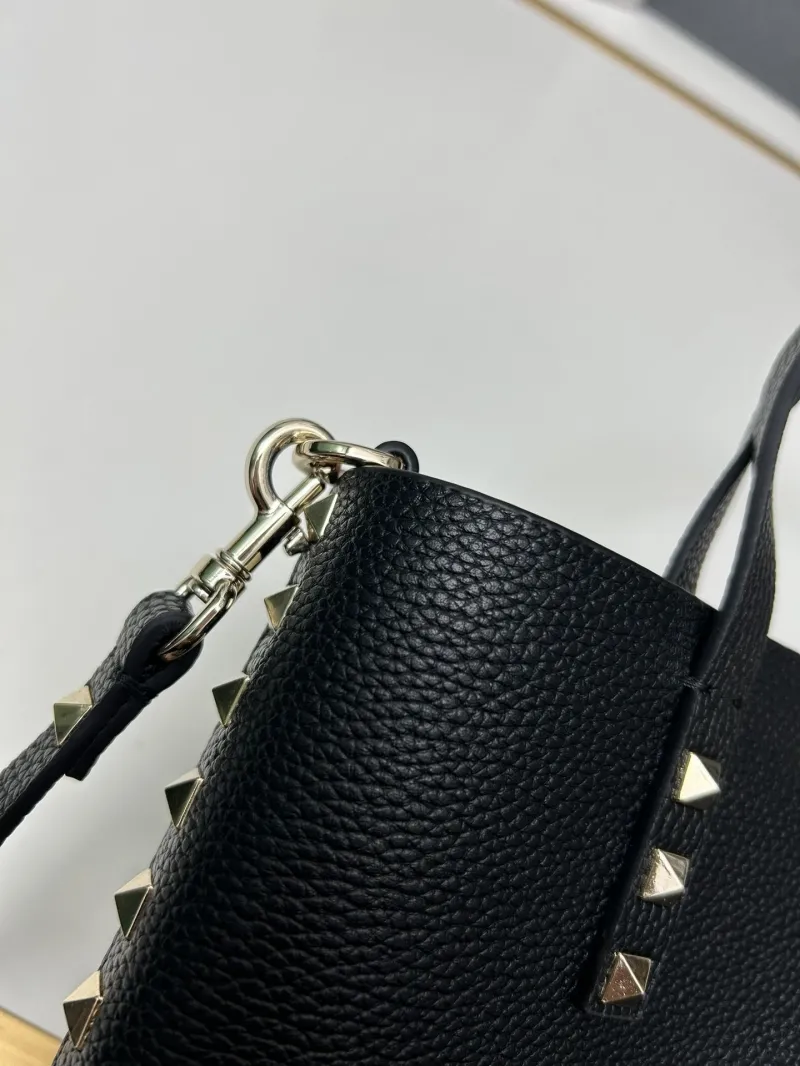 Valentino 5025 Black Leather Tote Bag - Image 6