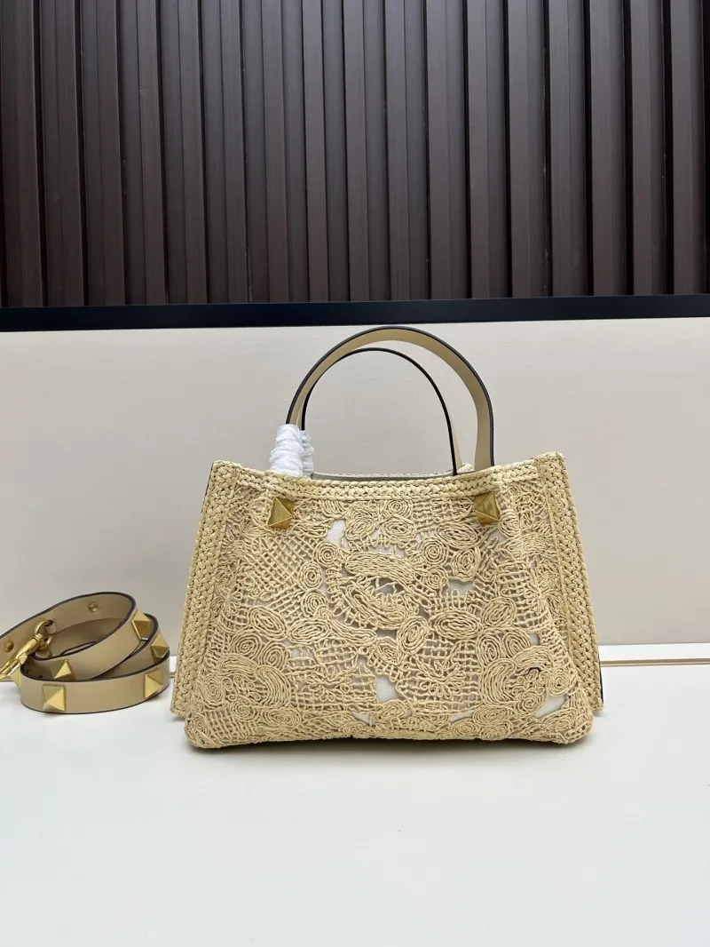Valentino Beige Raffia Tote Bag 20268 - Image 3