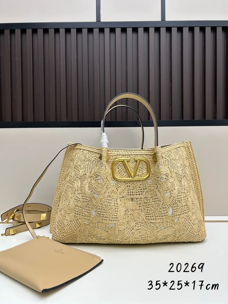 Valentino Beige Straw Tote Bag 20269