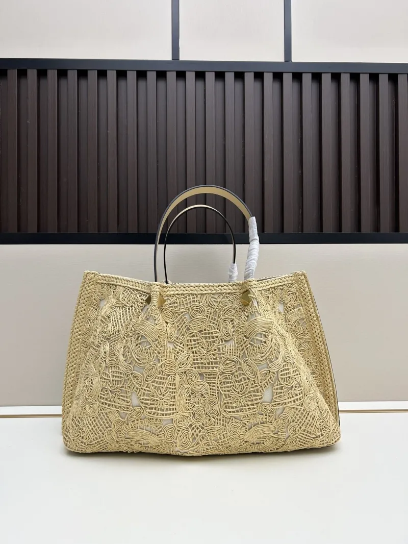 Valentino Beige Straw Tote Bag 20269 - Image 3