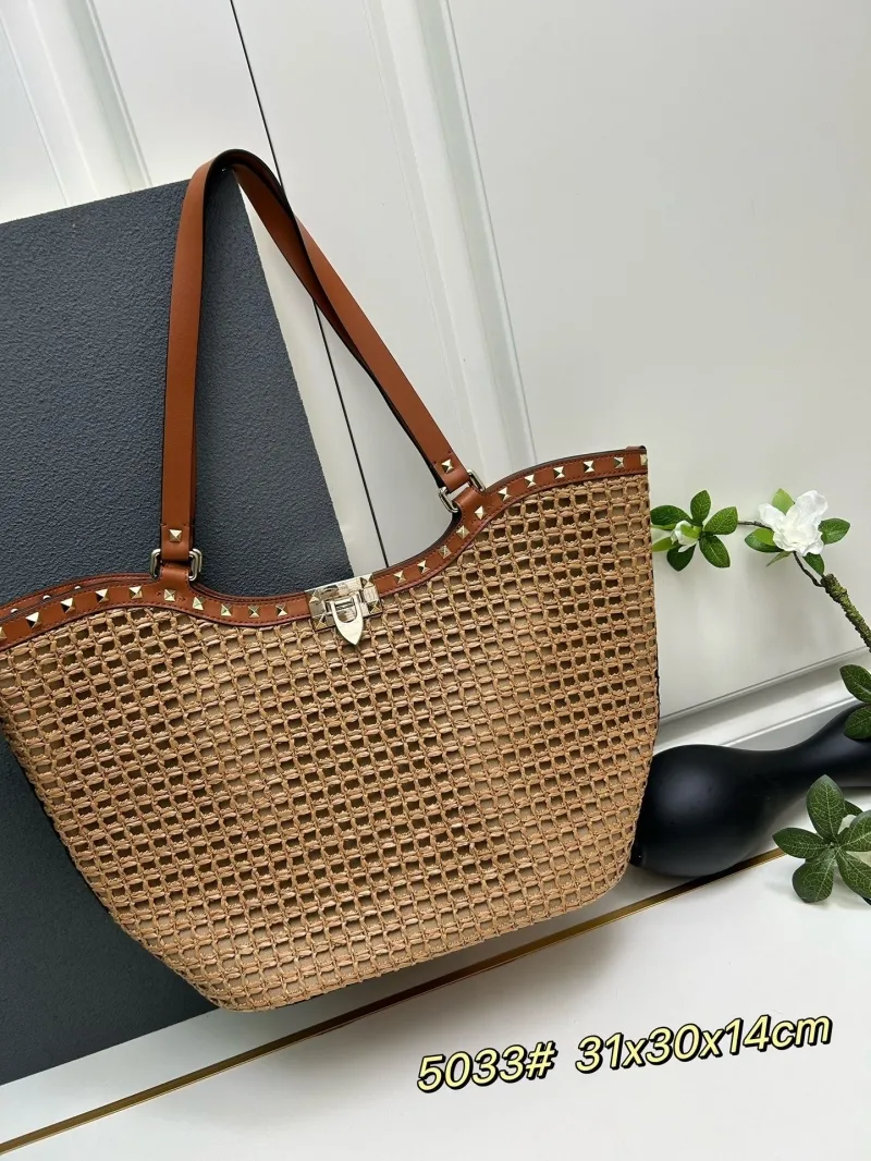 Valentino Woven Tote Bag 5033 Brown Shoulder Bag