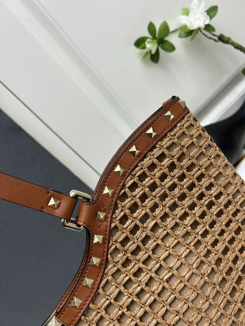 Valentino Woven Tote Bag 5033 Brown Shoulder Bag - Image 5