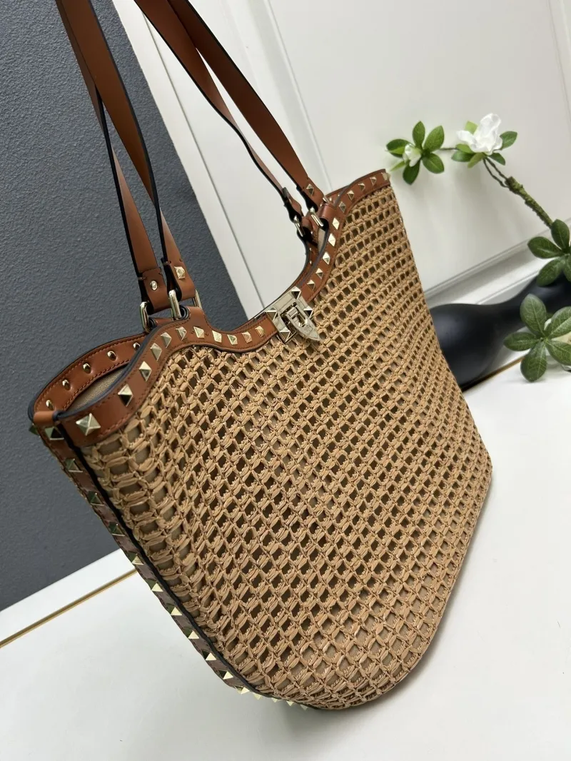 Valentino Woven Tote Bag 5033 Brown Shoulder Bag - Image 6