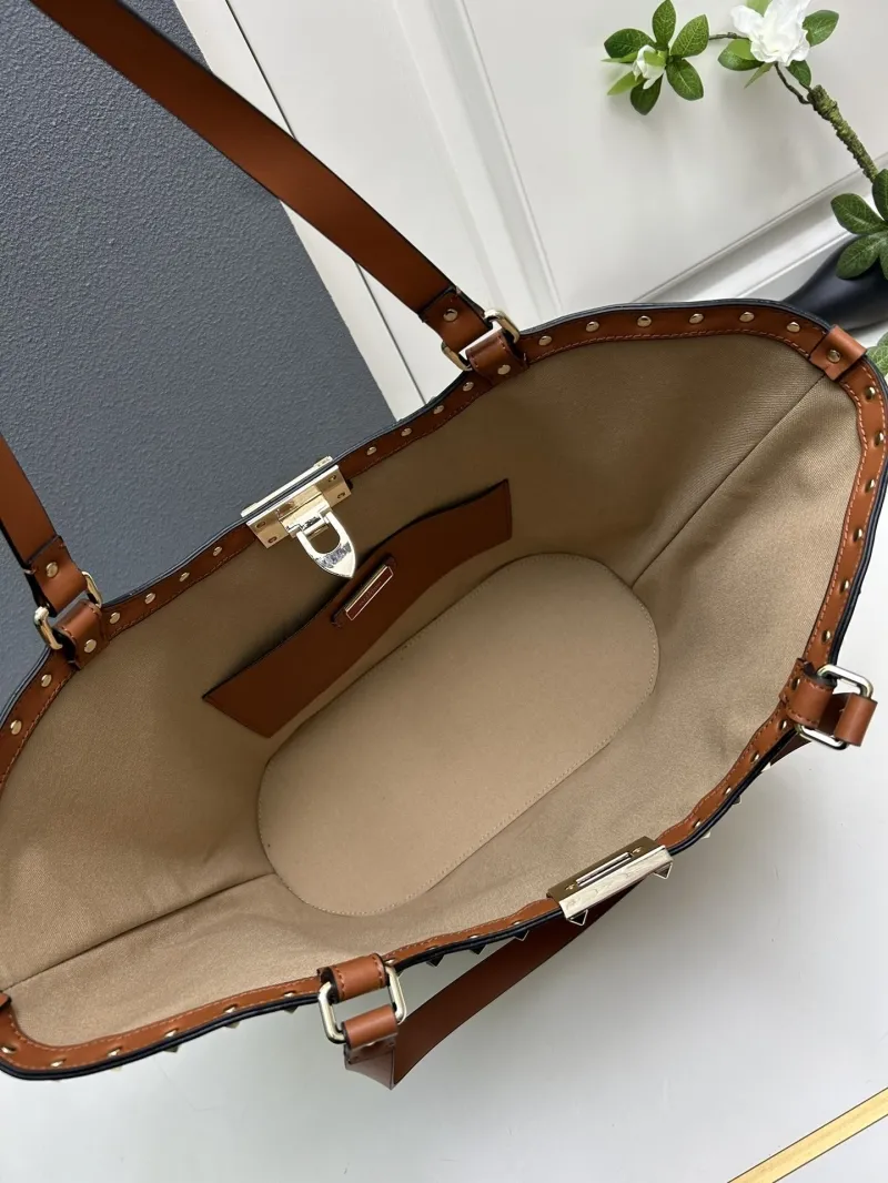 Valentino Woven Tote Bag 5033 Brown Shoulder Bag - Image 8