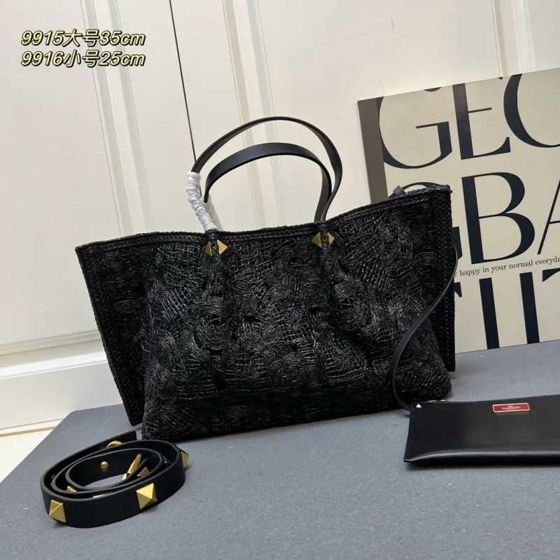 Alternative view of Valentino Black Woven Tote Bag with Pouch