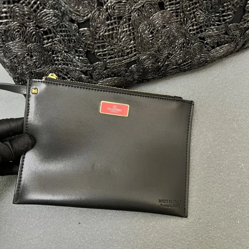 Valentino Black Woven Tote Bag with Pouch - Image 7