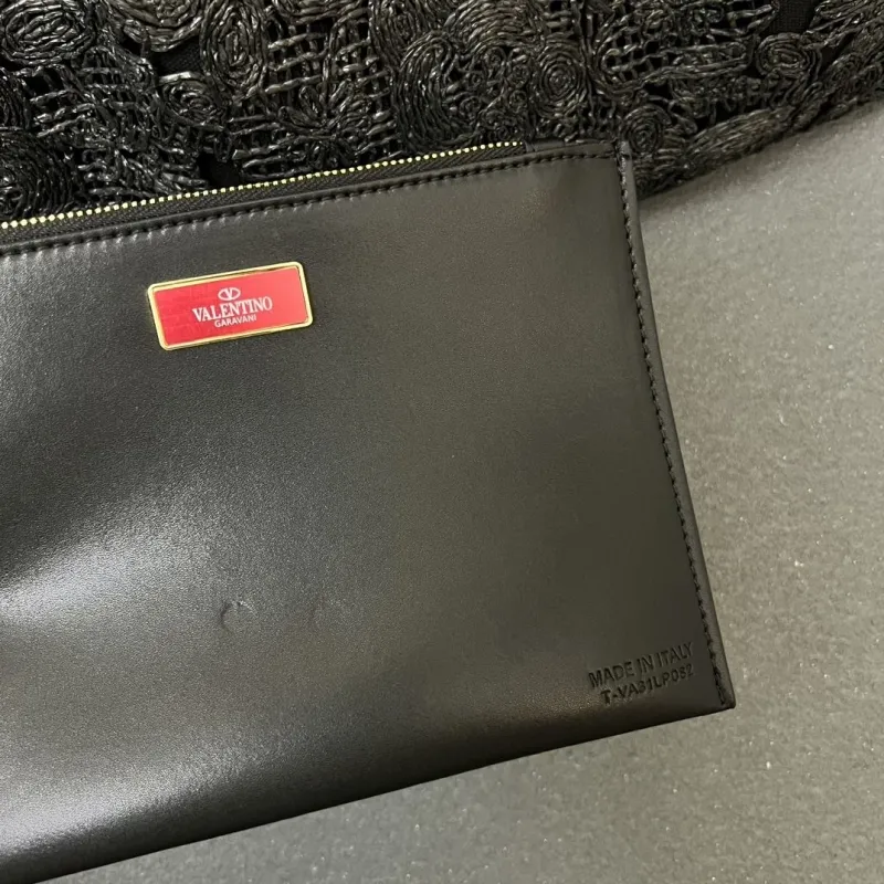 Valentino Black Woven Tote Bag with Pouch - Image 8