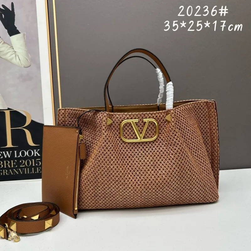 Valentino Brown Woven Tote Bag 20236