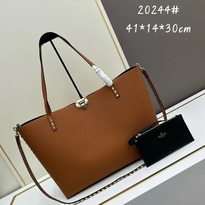 Valentino Brown Leather Tote Bag with Pouch 20244