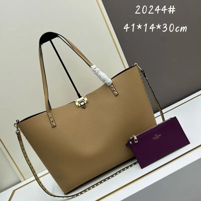 Valentino Beige Leather Tote Bag with Small Pouch 20244