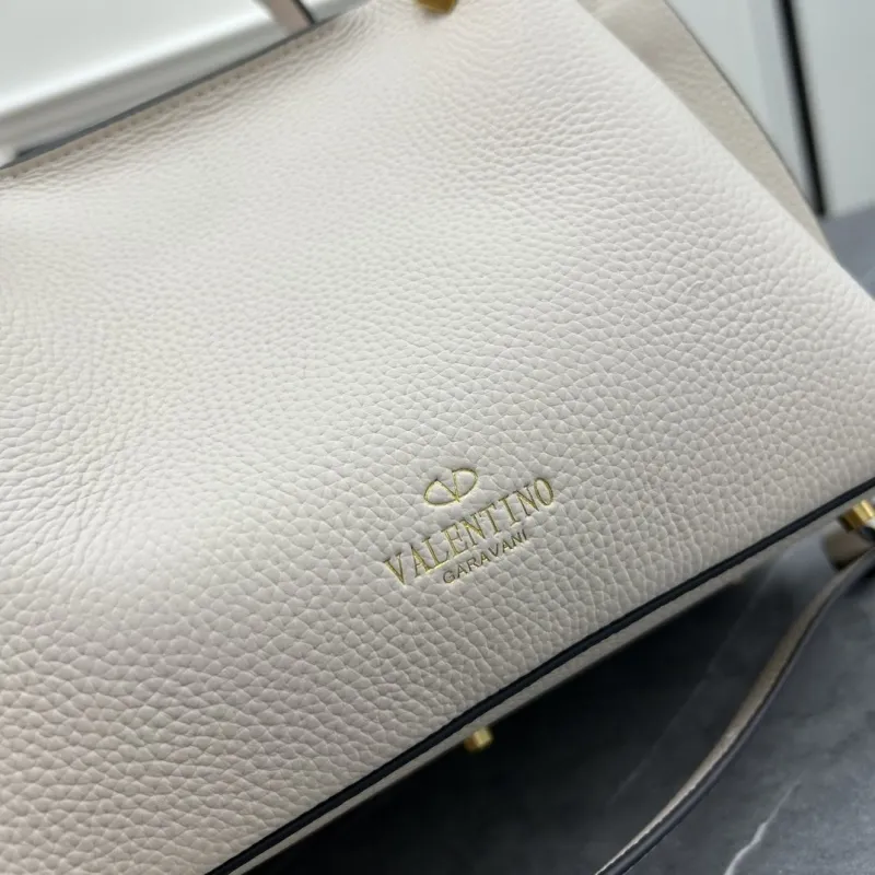 Valentino Cream Leather Shopping Tote Bag - Image 6