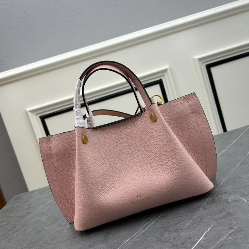 Valentino Pink Leather Shopping Bag Size 31x25x15cm SKU 63 - Image 3