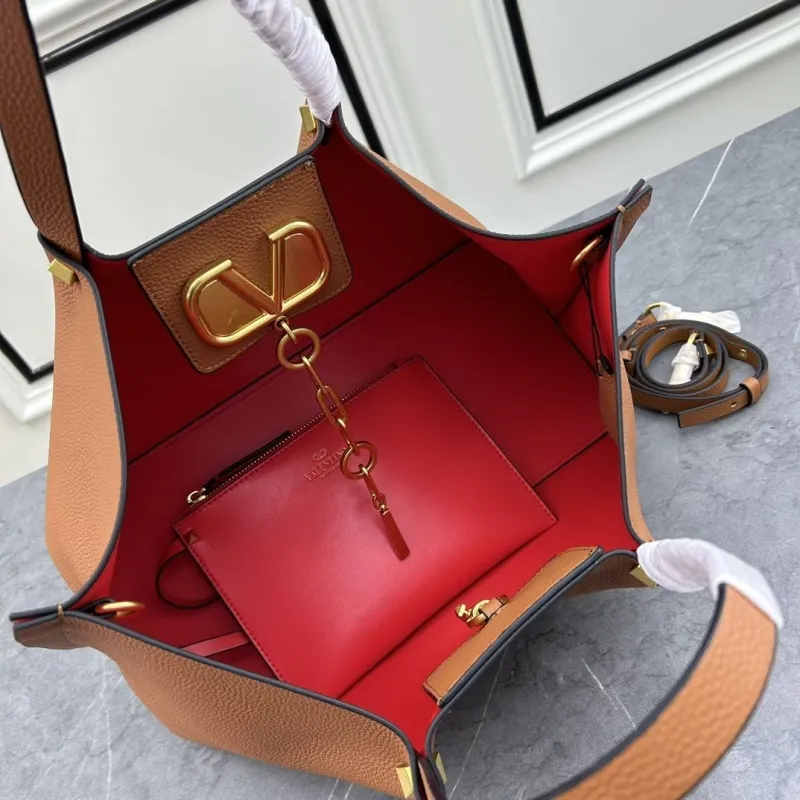 Valentino Brown Leather Tote Bag with Pouch SKU 68 - Image 7