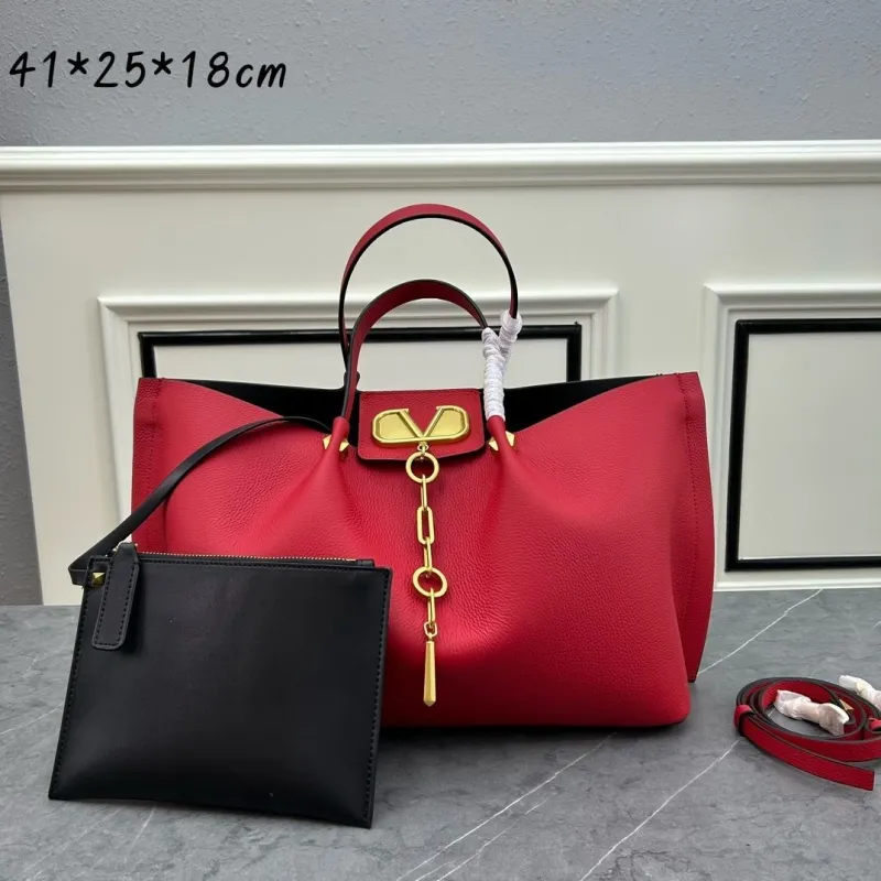Valentino Leather Tote Bag with Pouch - Image 3