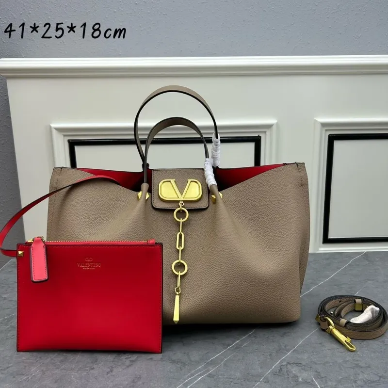 Valentino Leather Tote Bag with Pouch - Image 4