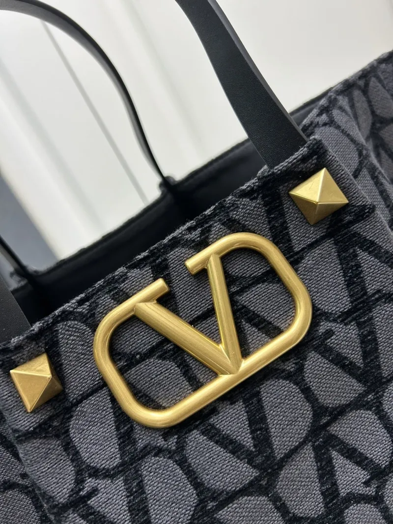 Valentino Large Black Monogram Tote Bag with Pouch - Image 4