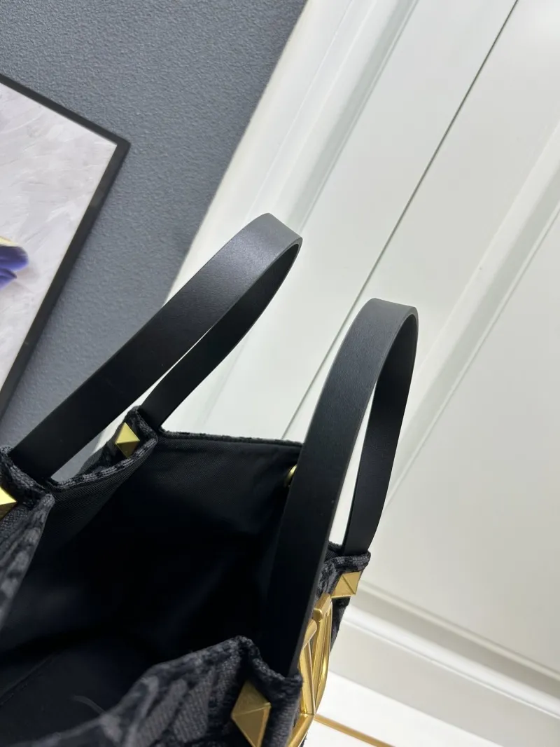 Valentino Large Black Monogram Tote Bag with Pouch - Image 5