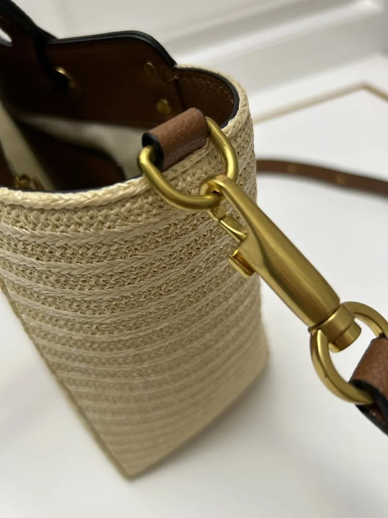 Valentino Raffia Tote Bag Style 5020 Beige Brown - Image 6