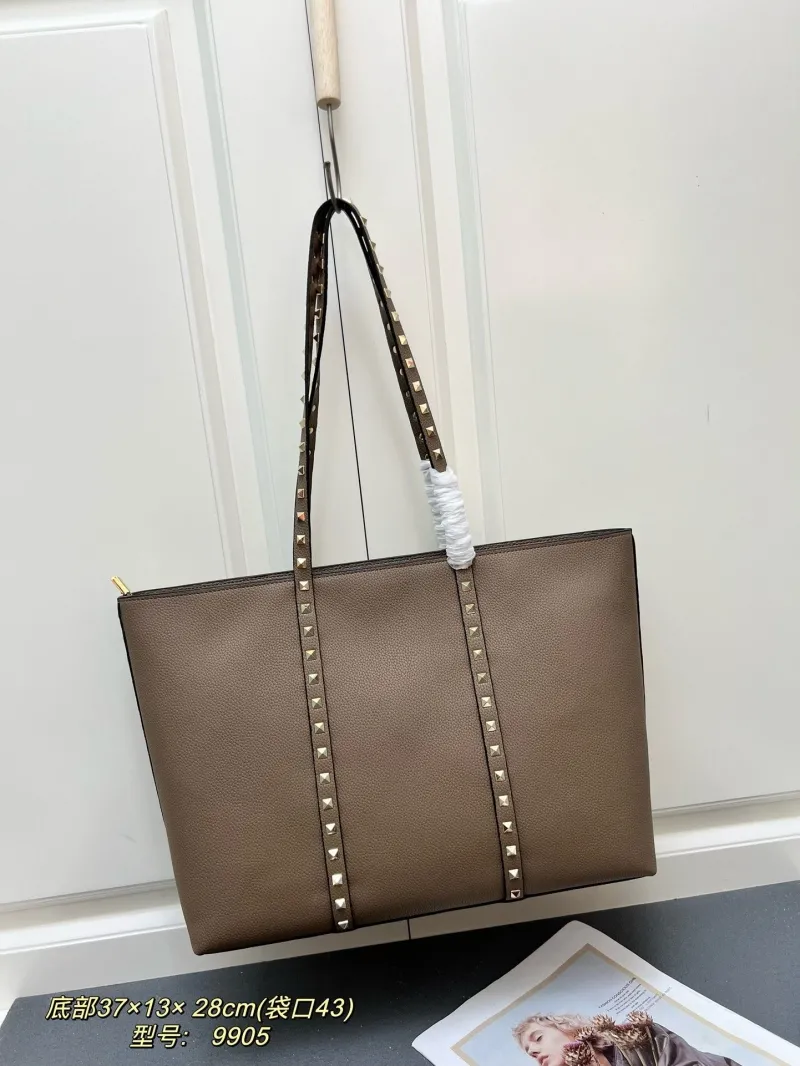 Valentino Taupe Leather Tote Bag Model 9905