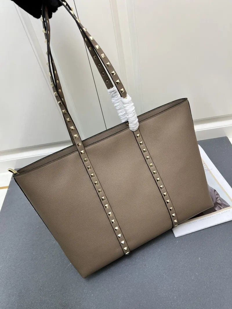 Valentino Taupe Leather Tote Bag Model 9905 - Image 3
