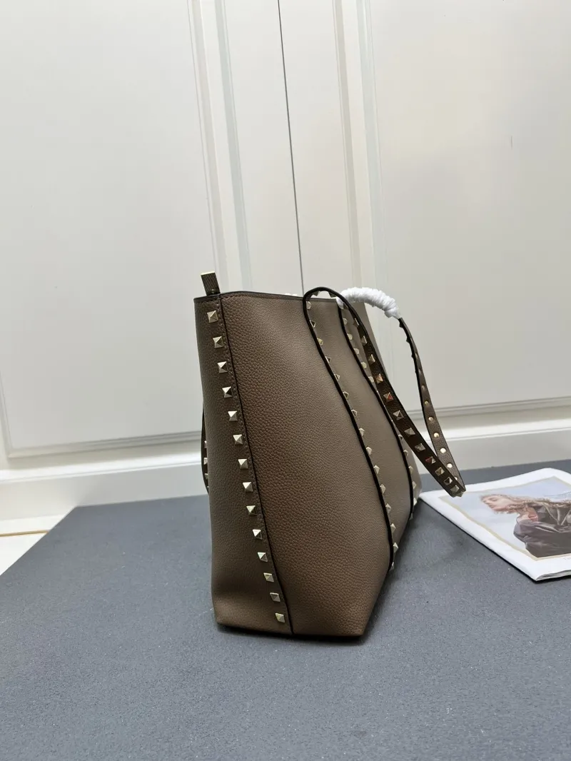 Valentino Taupe Leather Tote Bag Model 9905 - Image 5