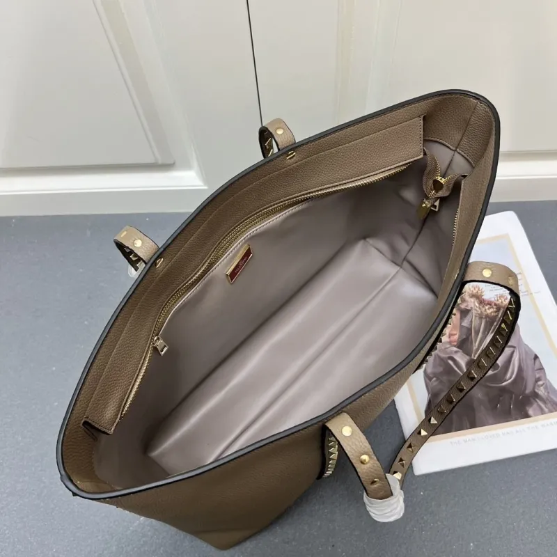 Valentino Taupe Leather Tote Bag Model 9905 - Image 8