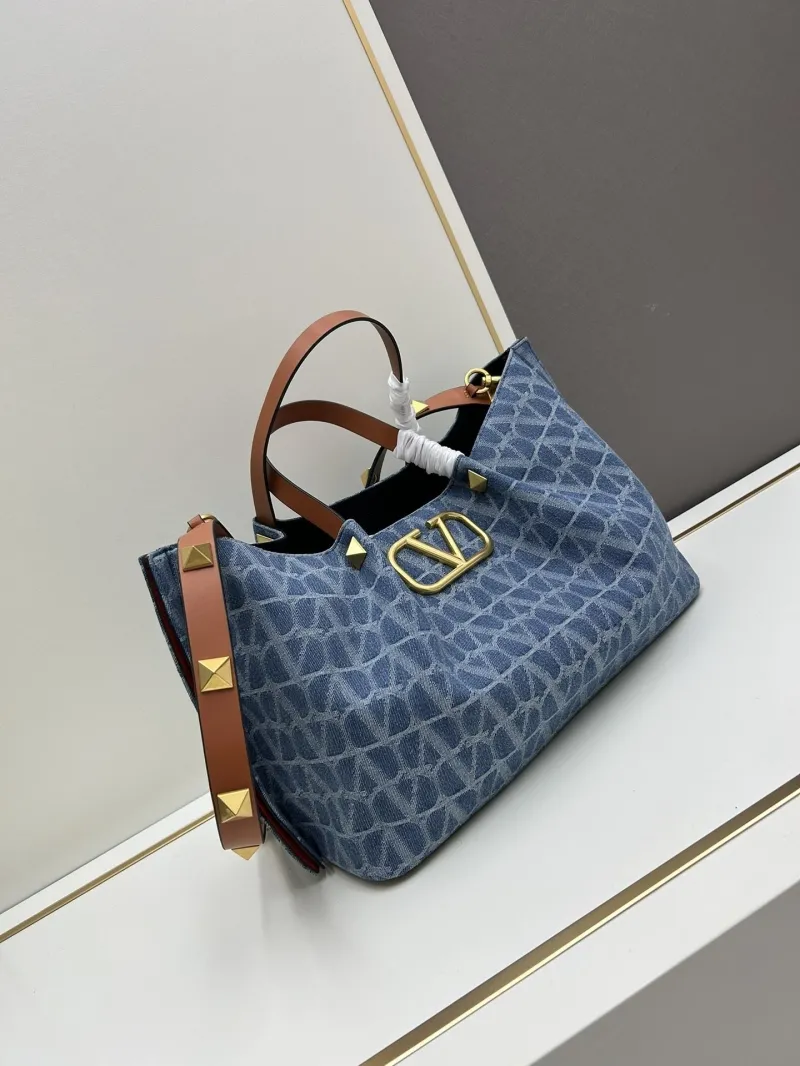 Alternative view of Valentino 8113 Blue Denim Tote Bag with Pouch