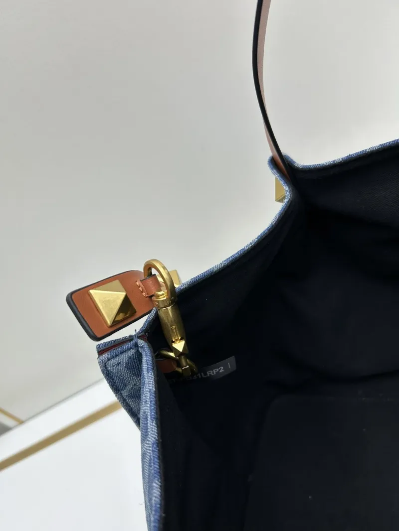 Valentino 8113 Blue Denim Tote Bag with Pouch - Image 6