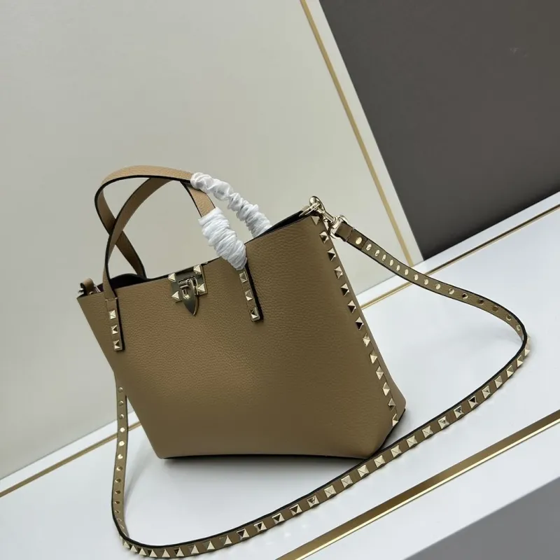 Alternative view of Valentino 20243 Beige Studded Leather Tote Bag with Pouch