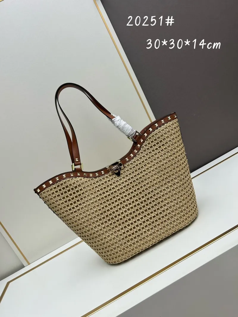 Valentino 20251 Beige Woven Tote Bag