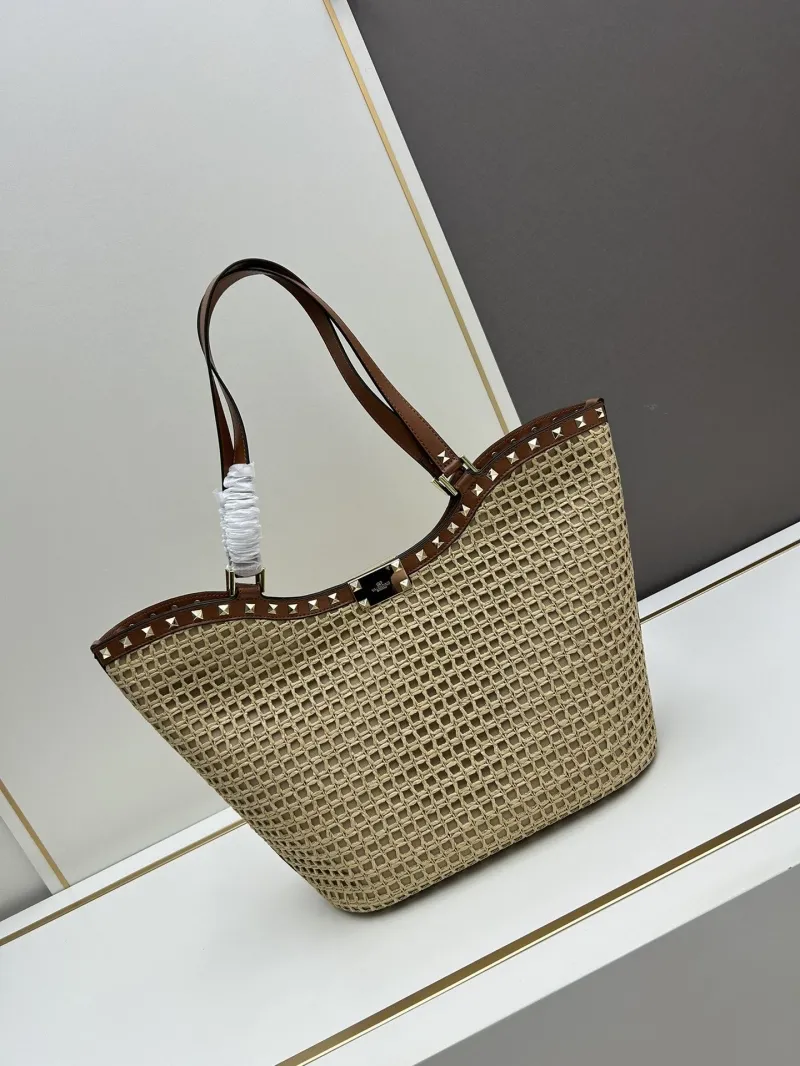 Valentino 20251 Beige Woven Tote Bag - Image 3