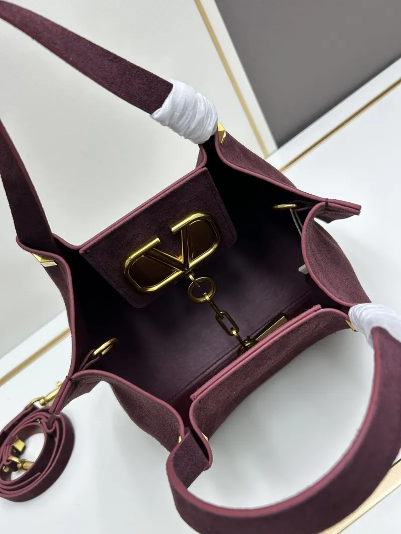 Valentino Burgundy Suede Tote Bag 20255 - Image 6