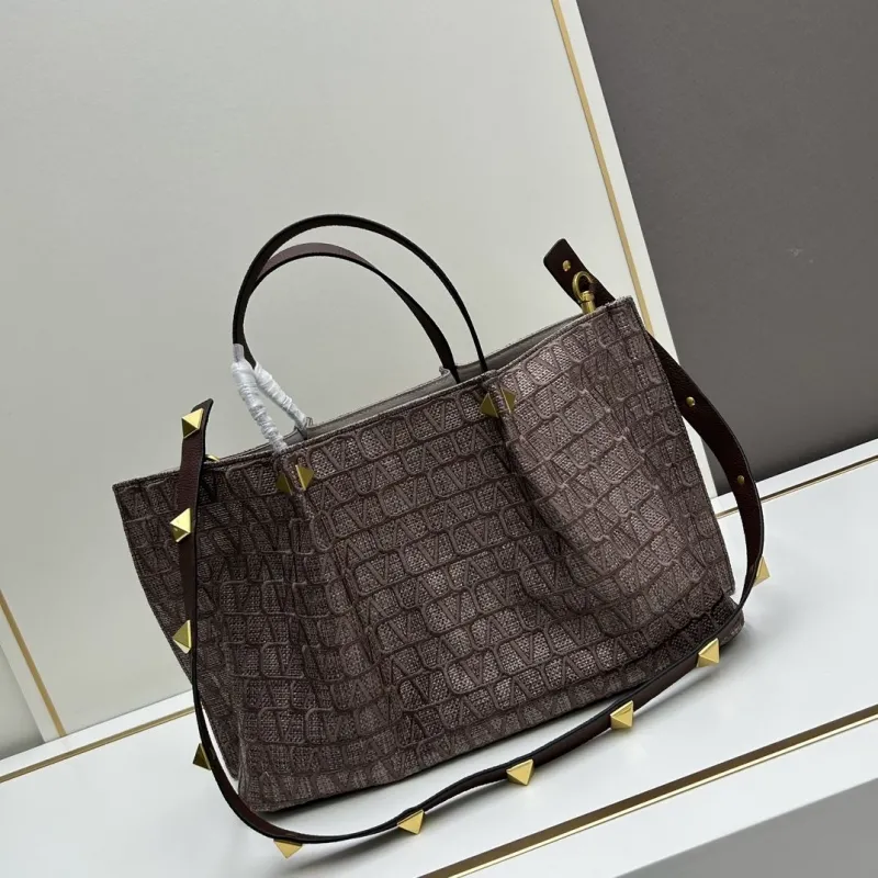 Valentino Brown Monogram Tote Bag with Pouch 20247 - Image 3