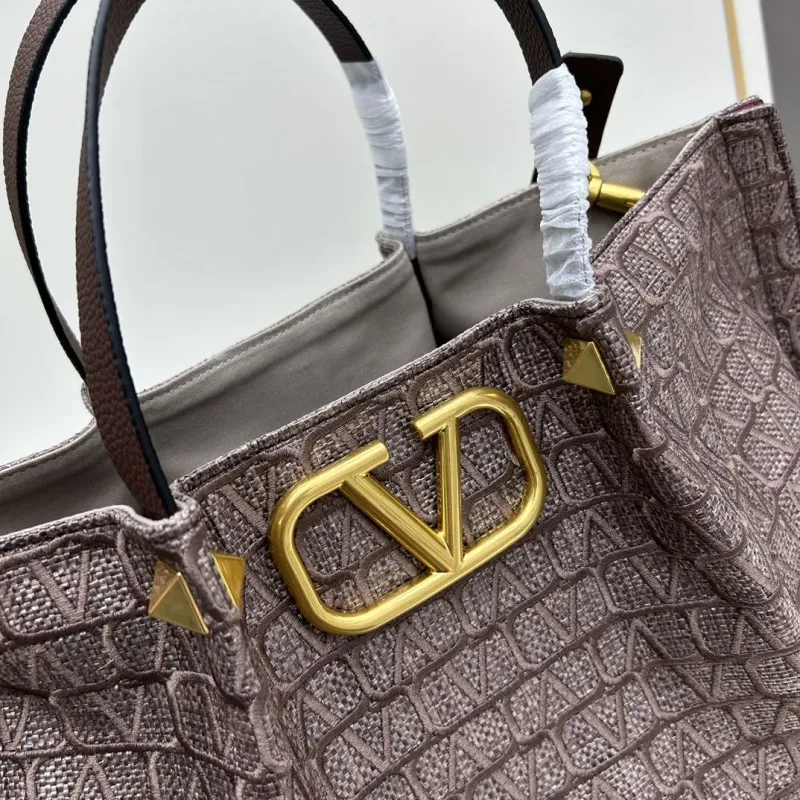 Valentino Brown Monogram Tote Bag with Pouch 20247 - Image 4