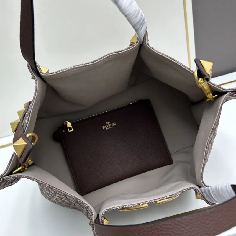 Valentino Brown Monogram Tote Bag with Pouch 20247 - Image 7