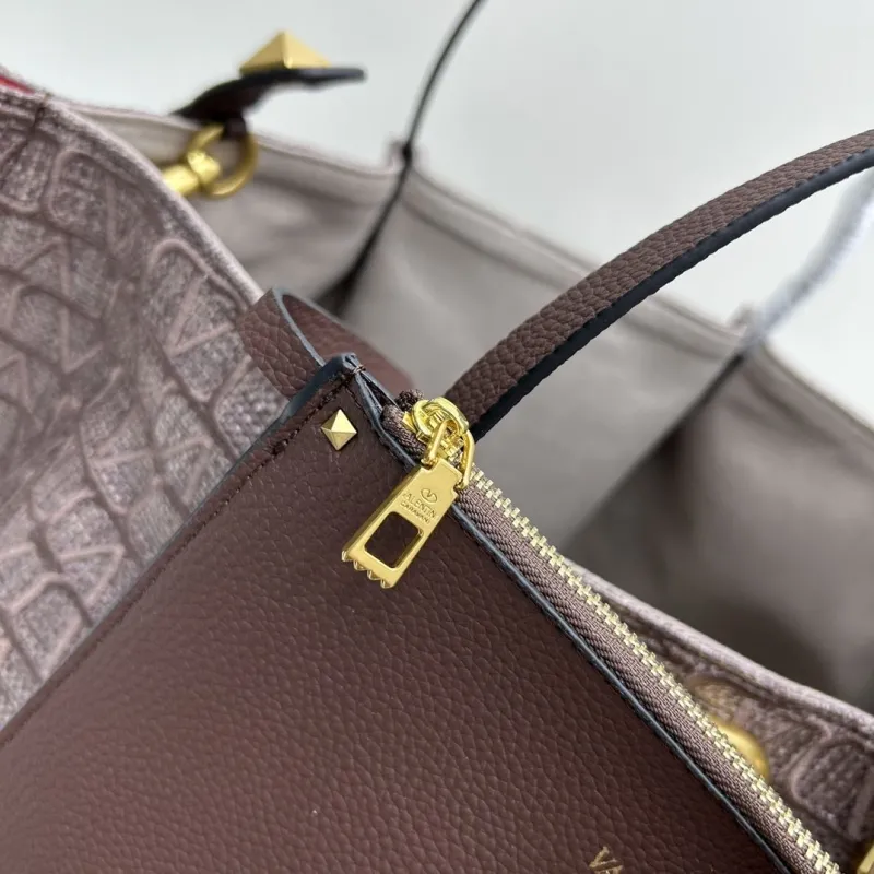 Valentino Brown Monogram Tote Bag with Pouch 20247 - Image 8