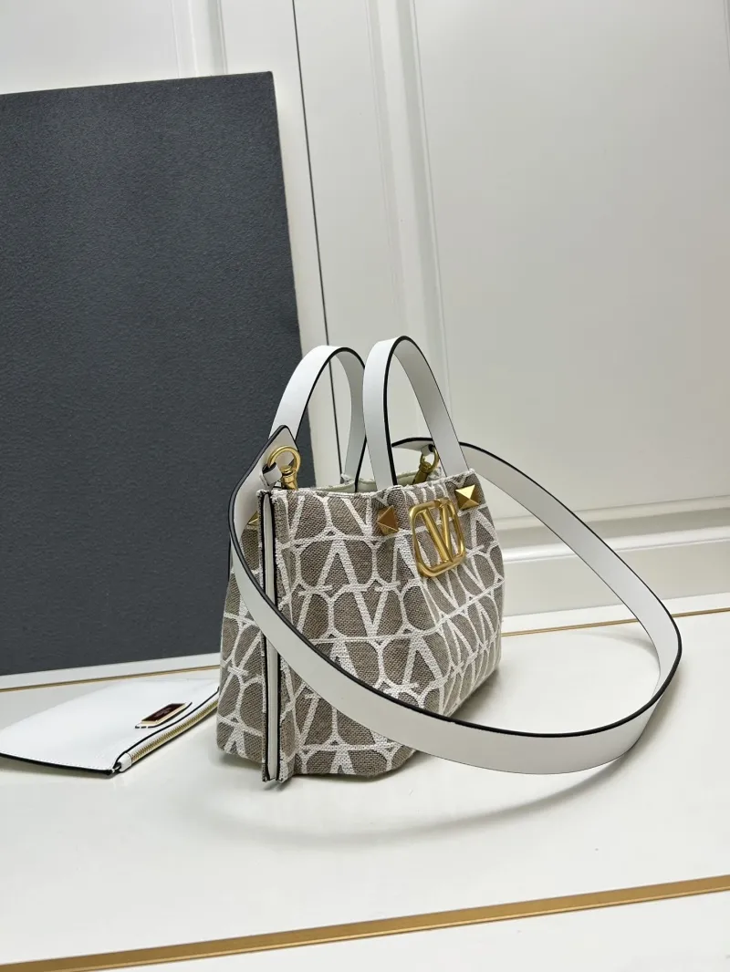 Valentino Gray White Small Monogram Tote Bag 5039-2 - Image 3