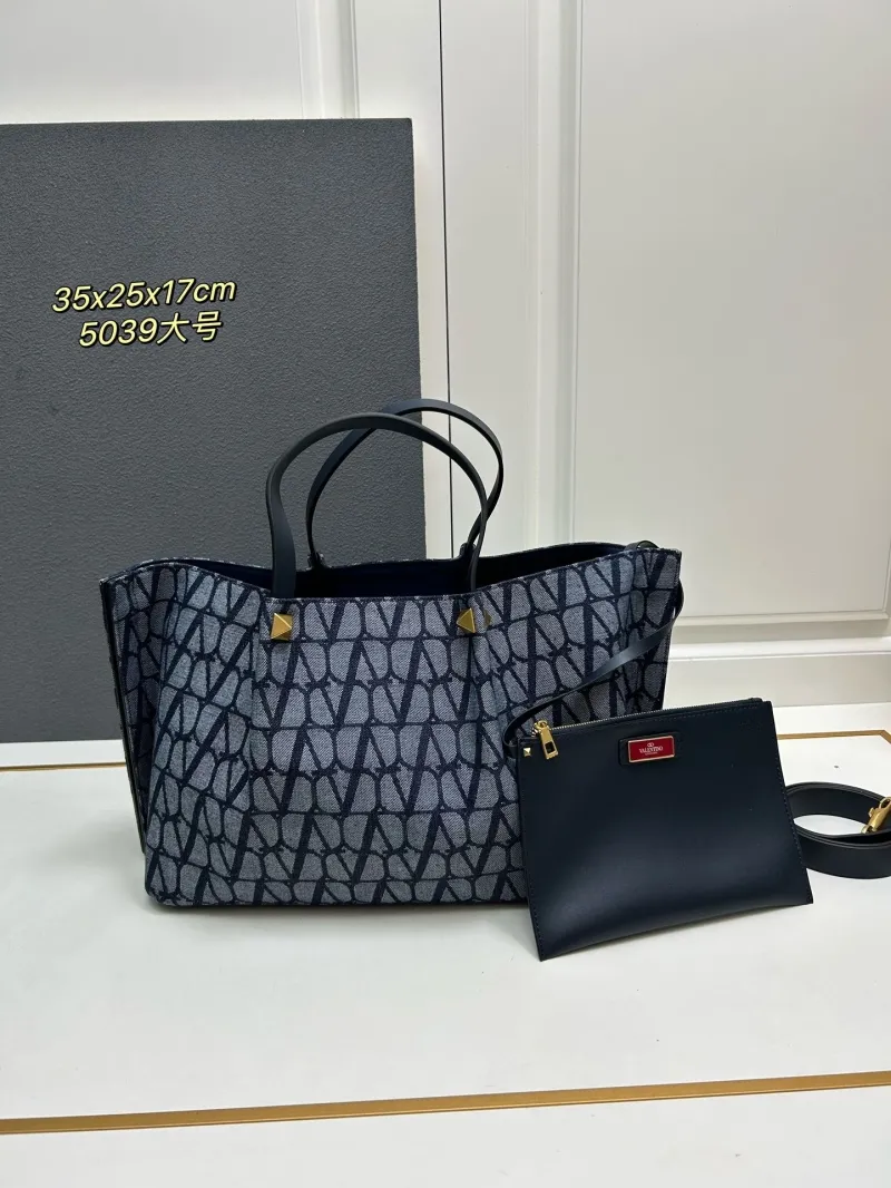 Alternative view of Valentino Large Navy Tote Bag with Detachable Pouch
