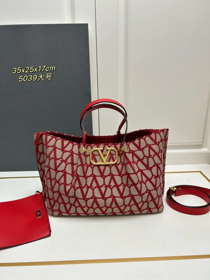 Valentino Large Red Monogram Tote Bag