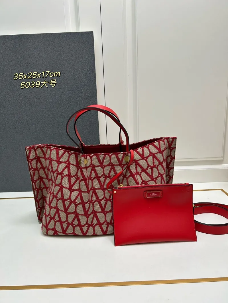 Alternative view of Valentino Large Red Monogram Tote Bag