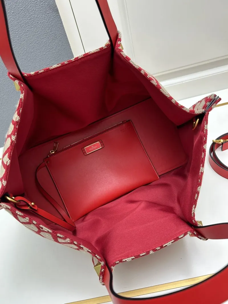 Valentino Large Red Monogram Tote Bag - Image 8