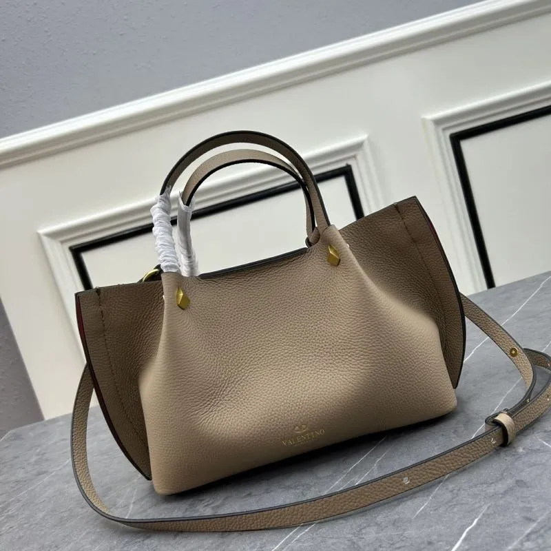 Valentino Taupe Leather Tote Bag 124 31x25x15cm - Image 3